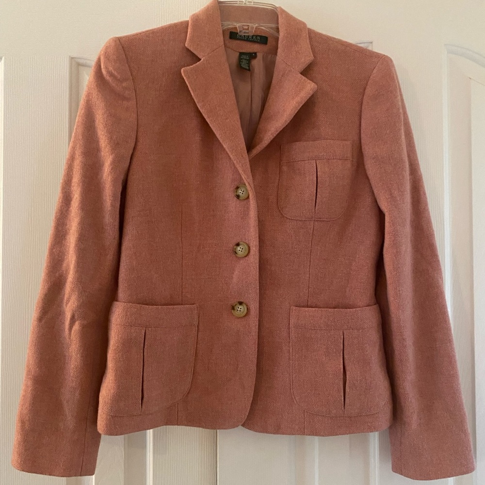Ralph Lauren 100% Lambswool Blazer Dusty Rose Pink Size 4